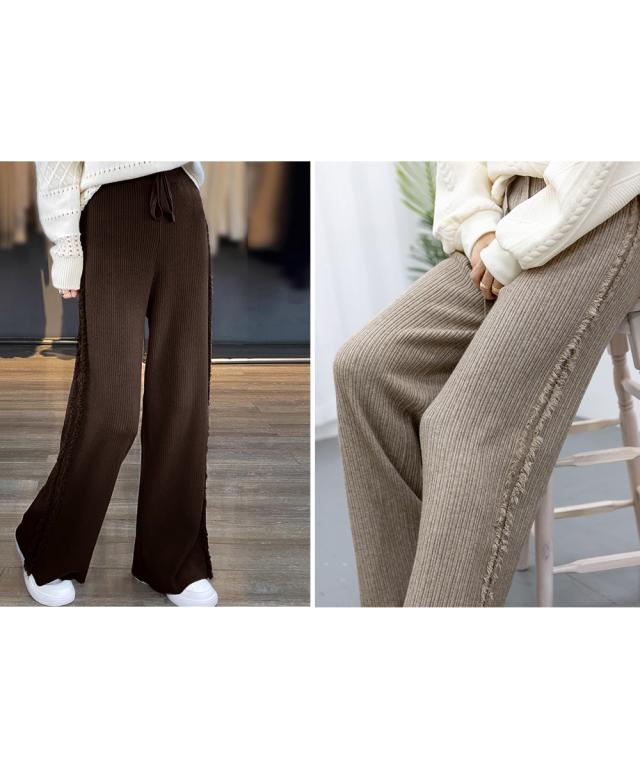 サイドフリンジ ワイドニットパンツ 送料無料 即日発送-7