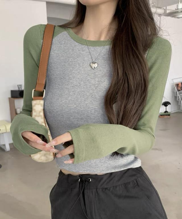 バイカラー Tシャツ 長袖 カットソー 送料無料 即日発送-9