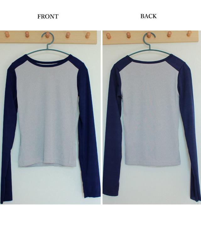 バイカラー Tシャツ 長袖 カットソー 送料無料 即日発送-2