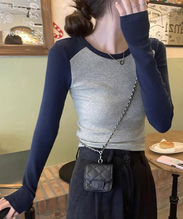 バイカラー Tシャツ 長袖 カットソー 送料無料 即日発送-4