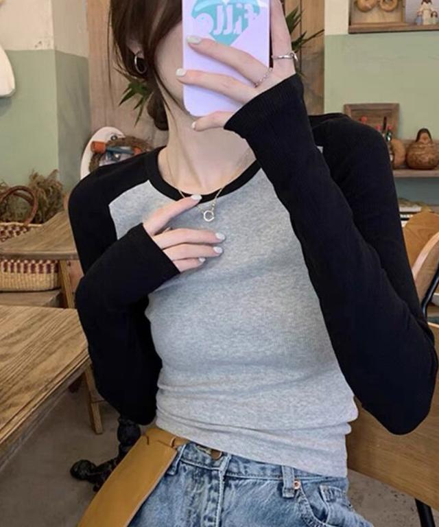 バイカラー Tシャツ 長袖 カットソー 送料無料 即日発送-6