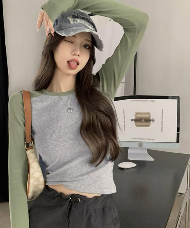 バイカラー Tシャツ 長袖 カットソー 送料無料 即日発送-7