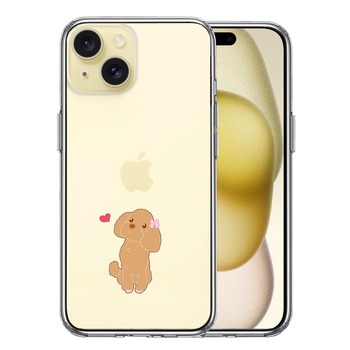 iPhone15 ケース クリア プードル ハート スマホケース 側面ソフト 背面ハード ハイブリッド  送料無料-0