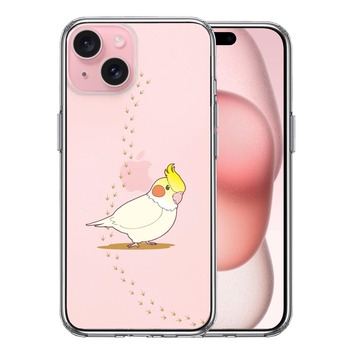iPhone15 ケース クリア インコ 足跡 スマホケース 側面ソフト 背面ハード ハイブリッド 送料無料-0