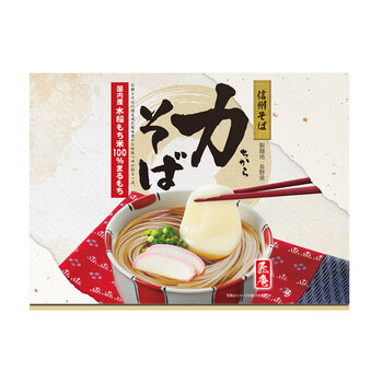 力そば 信州そば8束 めんつゆ4個 丸もち4個 蕎麦 送料無料-1