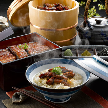 うなぎ割烹 一愼 蒲焼と一愼ひつまぶしセット 蒲焼カット55g×5袋、鰻きざみ45g×5袋、吸い地(ダシ)120g×5袋 等 送料無料-1