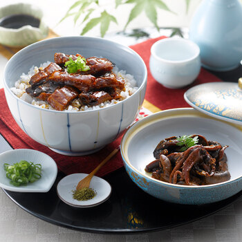 うなぎ割烹 一愼 うな丼の具セット きざみ鰻45g×2袋、鰻肝煮50g×2袋、特製蒲焼のたれ50mlx1本、山椒×4袋 送料無料-2