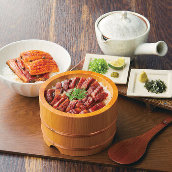 うなぎ割烹 一愼 蒲焼&一愼ひつまぶしセット 蒲焼カット55g×3袋、鰻きざみ45g×5袋、吸い地(ダシ)120g×5袋 等 送料無料-2