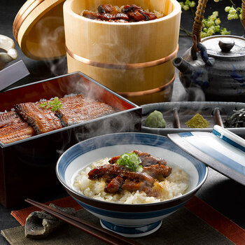 うなぎ割烹 一愼 蒲焼と一愼ひつまぶしセット 蒲焼カット55g×3袋、鰻きざみ45g×3、吸い地120g×3、山椒×3 等 送料無料-1