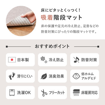 吸着マット15枚組 階段マット 洗濯機OK 滑り止め カットOK 日本製 90×21cm&3カラー 送料無料-2