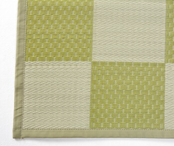 PP柄上敷き 江戸間3畳 い草風花ござ 水洗いOK 矢倉 グリーン 送料無料-6