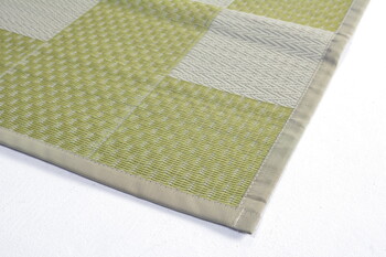 PP柄上敷き 本間6畳 い草風花ござ 水洗いOK 矢倉 グリーン 送料無料-7