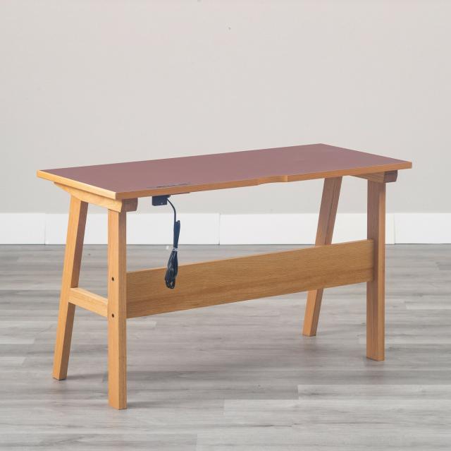 幅120cm 天然の抗菌作用 リノリウム天板の学習デスク リノ バーガンディ 送料無料-3