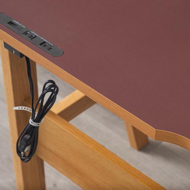 幅120cm 天然の抗菌作用 リノリウム天板の学習デスク リノ バーガンディ 送料無料-5