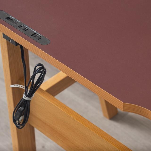 幅100cm 天然の抗菌作用 リノリウム天板の学習デスク リノ バーガンディ 送料無料-3