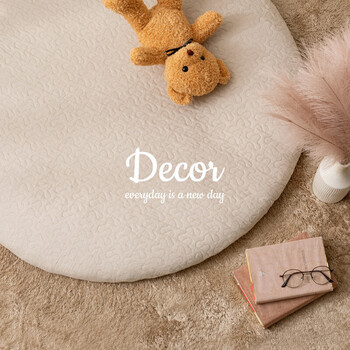 マルチマット ベビーマット カバー取外し 綿100％ 洗える デコール 直径約100cm 3カラー 送料無料-0