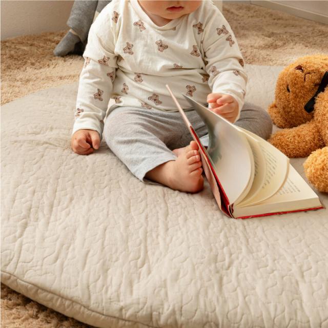 マルチマット ベビーマット カバー取外し 綿100％ 洗える デコール 直径約100cm 3カラー 送料無料-10