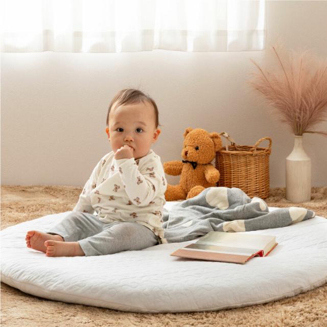 マルチマット ベビーマット カバー取外し 綿100％ 洗える デコール 直径約100cm 3カラー 送料無料-6