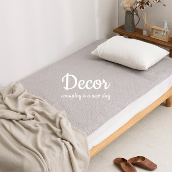 ゴムバンドなし 敷きパッド シングル 約100×205cm 綿100％ 洗える 滑止め付き デコール 送料無料-0