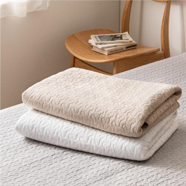 ゴムバンドなし 敷きパッド シングル 約100×205cm 綿100％ 洗える 滑止め付き デコール 送料無料-6