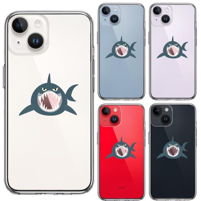 iPhone14Plus ケース クリア サメ リンゴ飲み込む スマホケース 側面ソフト 背面ハード ハイブリッド  送料無料-1