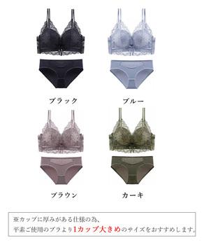 ノンワイヤーブラジャーショーツセット 送料無料 即日発送-1