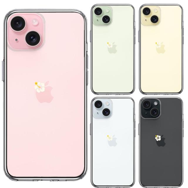 iPhone15Plus ケース クリア りんご に ハイビスカス スマホケース 側面ソフト 背面ハード ハイブリッド 送料無料-1