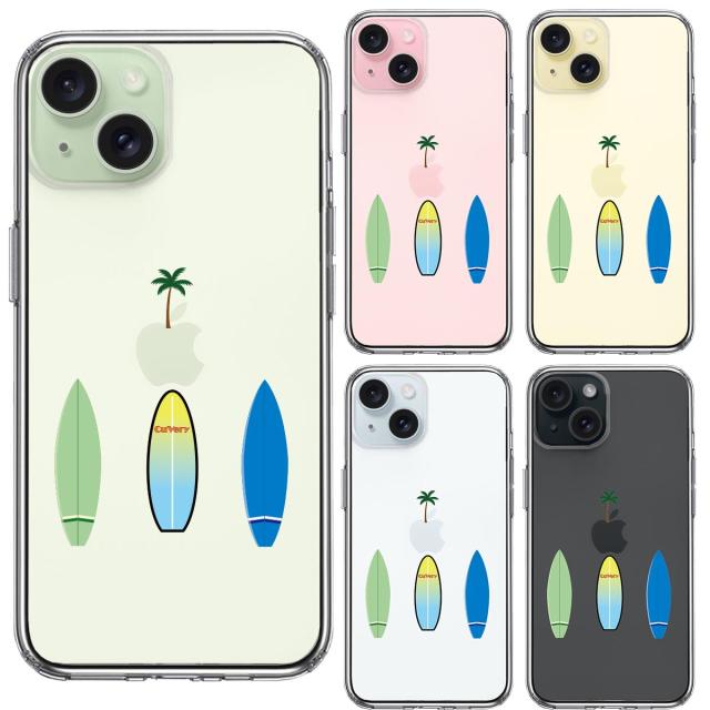 iPhone15Plus ケース クリア サーフボード スマホケース 側面ソフト 背面ハード ハイブリッド  送料無料-1