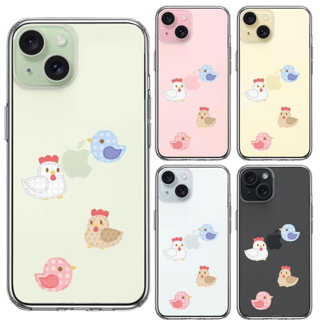 iPhone15Plus ケース クリア とり 鳥 ひよこ 雛 アップリケ風 スマホケース 側面ソフト 背面ハード ハイブリッド  送料無料-1