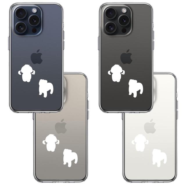 iPhone15Pro ケース クリア 子犬シルエット パピー ホワイト スマホケース 側面ソフト 背面ハード ハイブリッド 送料無料-1