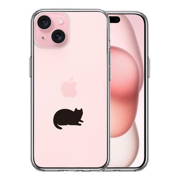 iPhone15 ケース クリア にゃんこ 伏せ スマホケース 側面ソフト 背面ハード ハイブリッド 送料無料-0