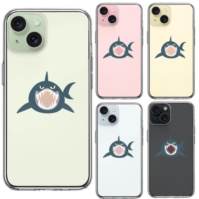 iPhone15 ケース クリア サメ リンゴ飲み込む スマホケース 側面ソフト 背面ハード ハイブリッド 送料無料-1