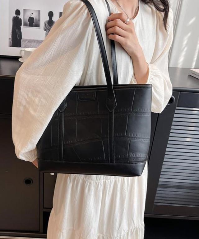 ZIP付きPUトートバッグ 大容量かばん 送料無料 即日発送-6