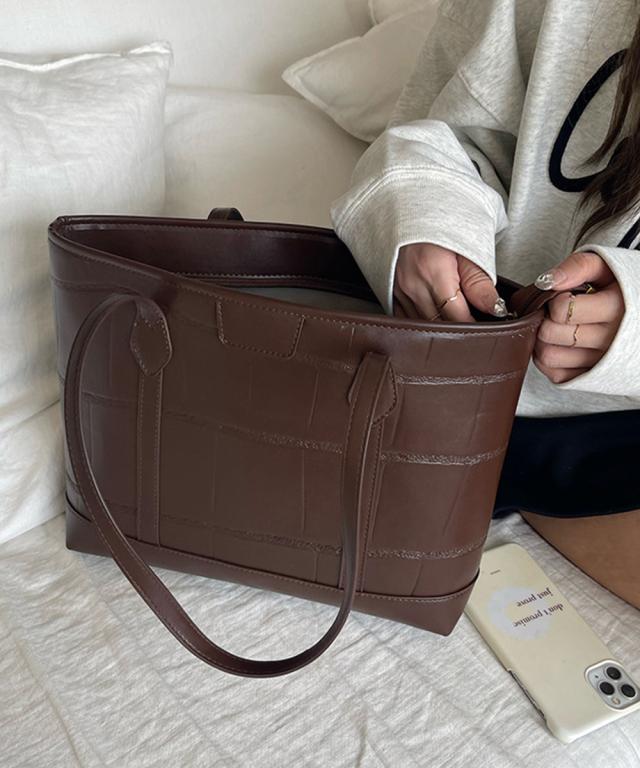 ZIP付きPUトートバッグ 大容量かばん 送料無料 即日発送-7