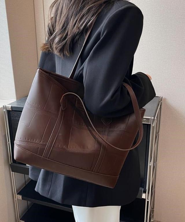 ZIP付きPUトートバッグ 大容量かばん 送料無料 即日発送-8