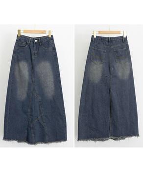 デニムロングスカート バックスリット 送料無料 即日発送-8