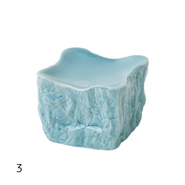 和食器 岩石キューブ マンガンゴールド シルバー トルコブルー 白マット 陶器 高台 美濃焼 送料無料-2