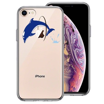 iPhone8 ケース クリア ドルフィン イルカ 輪くぐり スマホケース 側面ソフト 背面ハード ハイブリッド 送料無料-0