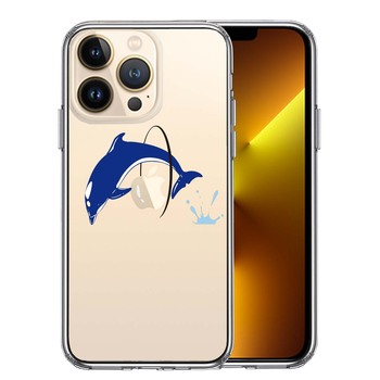 iPhone13Pro ケース クリア ドルフィン イルカ 輪くぐり スマホケース 側面ソフト 背面ハード ハイブリッド 送料無料-0