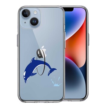 iPhone14 ケース クリア ドルフィン イルカ 輪くぐり スマホケース 側面ソフト 背面ハード ハイブリッド 送料無料-0