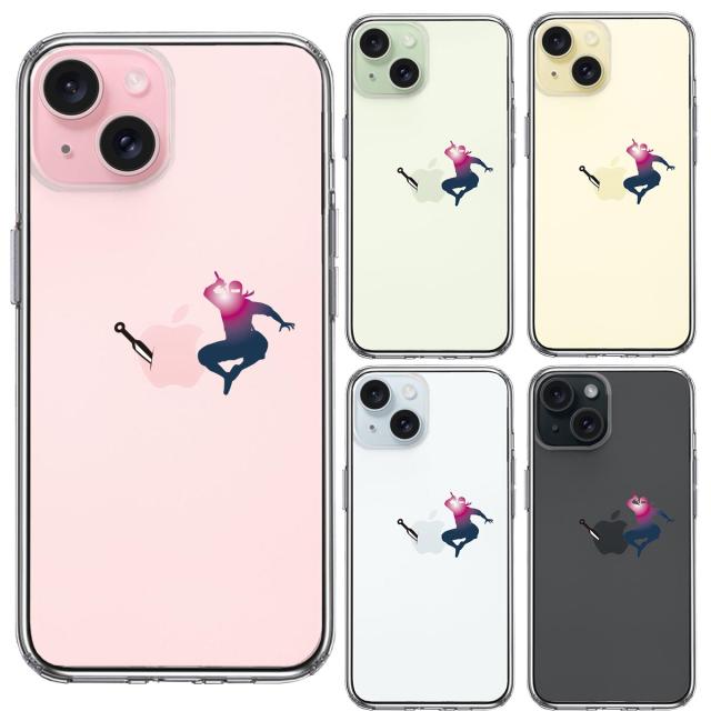 iPhone15Plus ケース クリア 忍者 手裏剣 クナイ スマホケース 側面ソフト 背面ハード ハイブリッド  送料無料-1