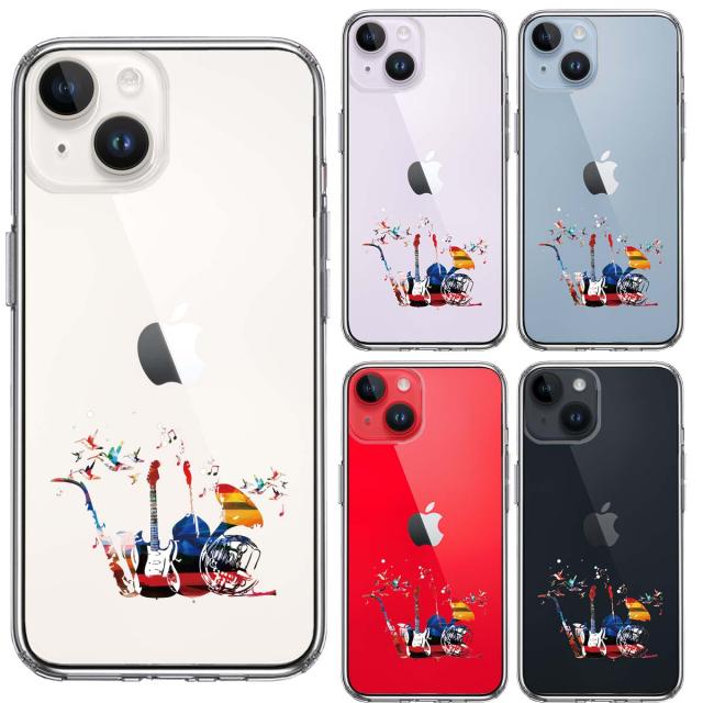 iPhone14 ケース クリア 楽器 たち スマホケース 側面ソフト 背面ハード ハイブリッド  送料無料-1