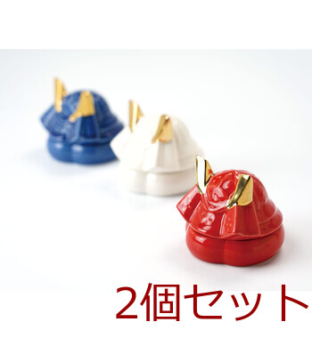 和食器 かぶと珍味入 藍 赤 白 兜小物 2セット 送料無料-6