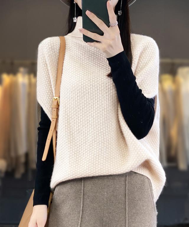 ニットベスト ジレ タートルネック重ね着 送料無料 即日発送-4