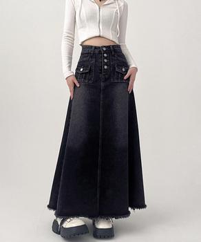 レトロデニムスカート ハイウエスト 送料無料 即日発送-2