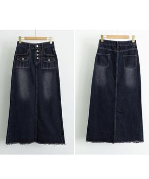 レトロデニムスカート ハイウエスト 送料無料 即日発送-8