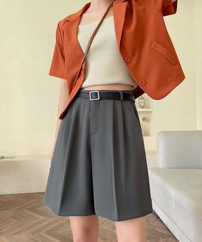 ５分丈 タックショートパンツ レディース 送料無料 即日発送-5