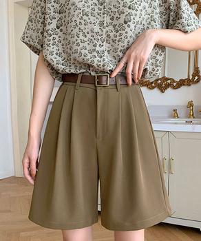 ５分丈 タックショートパンツ レディース 送料無料 即日発送-6