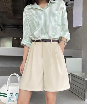 ５分丈 タックショートパンツ レディース 送料無料 即日発送-7