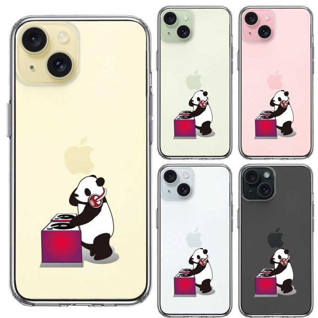 iPhone15Plus ケース クリア パンダ DJ スマホケース 側面ソフト 背面ハード ハイブリッド  送料無料-1